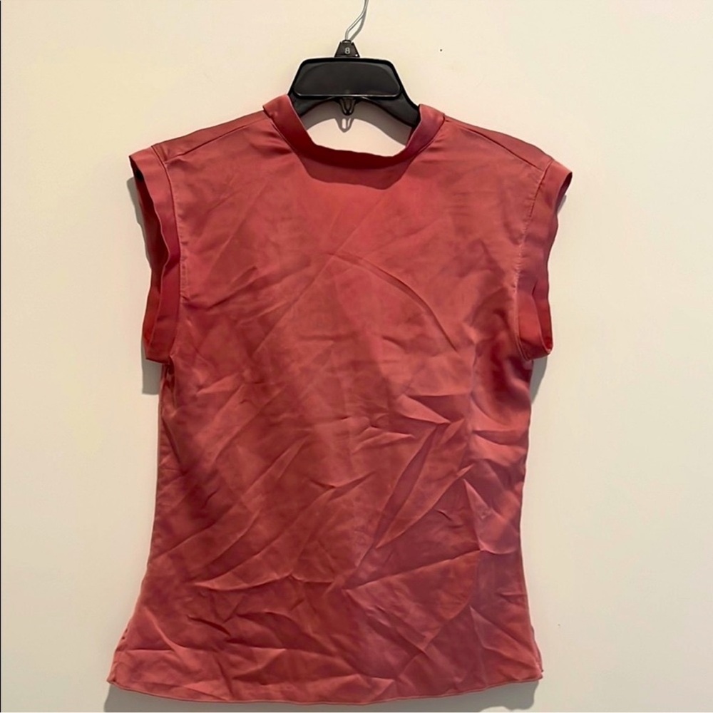 SHEIN Pink Fitted Blouse with Mandarin Collar